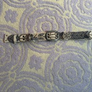 Free People X Jenny Krause Large Woven Wool Belt Gray Brown